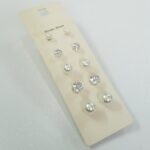 پک پنج جفتی اقتصادی گوشواره گلگوش نقره ای سنگ زیرکنیا و مروارید