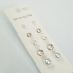 پک پنج جفتی اقتصادی گوشواره گلگوش نقره ای سنگ زیرکنیا و مروارید ،