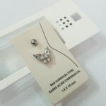 پیرسینگ ناف طرح پروانه تمام نگین ، جنس استیل جراحی (Surgical Steel)