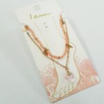 پک دو تایی پابند طلایی آویز قلب کریستالی صورتی ، دارای دو قفل مجزا