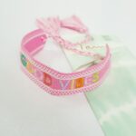 دستبند بافت پارچه ای Good Vibes ، فری سایز قابل تنظیم ، مناسب استفاده دائم