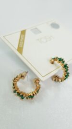 گوشواره سنگ باگتی سبز با آبکاری طلا ، کار فوق‌العاده حرفه ای و زیبا