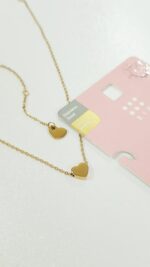 گردنبند استیل آویز قلب ، آبکاری طلا مناسب استفاده دائم روزانه