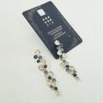 گوشواره نقره ای آویز کریستال سواروسکی آبی اصل، کیفیت فوق العاده عالی